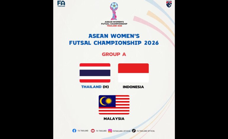 จับติ้ว! “ฟุตซอลหญิงไทย” ชน “อินโด-มาเลย์” ชิงแชมป์อาเซียน 2026 ที่โคราช