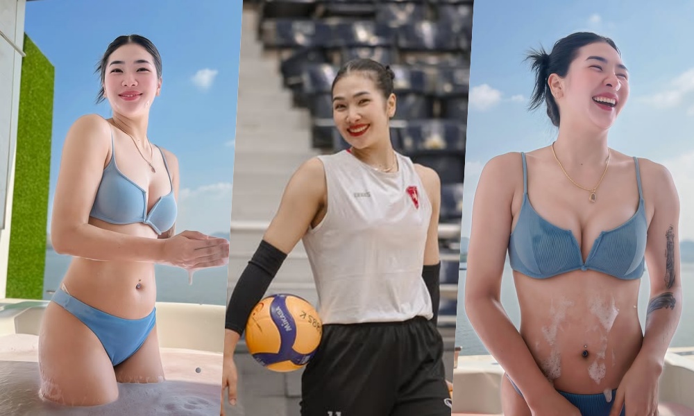 โชว์แซ่บ! “ออมสิน ศศิภาพร” นักตบลูกยางทีมชาติ ปล่อยทีเด็ดใส่ชุดว่ายน้ำท้าลมร้อน