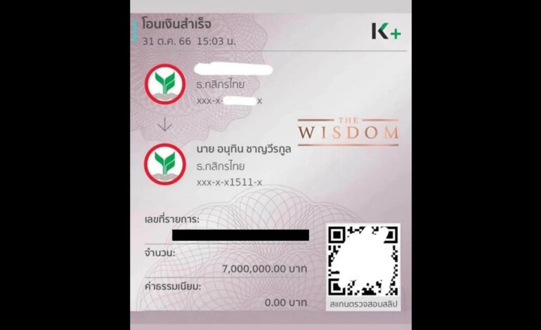 “เพจดัง” โพสต์สลิป 7 ล้าน อ้างโอน “ค่าน้ำชา” เข้าบัญชี “อนุทิน” ชาวเน็ตแห่แชร์ ก่อนโพสต์หาย