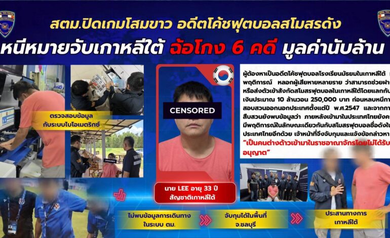 ไม่รอด! “สตม.” รวบ “อดีตโค้ชฟุตบอลเกาหลีใต้” ตุ๋นนักบอลวิ่งเต้นเข้าทีมดัง เชิดเงินหนีกว่า 20 ปี